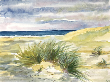 Painting titled "Bord de mer" by Florence Duval, Original Artwork, Watercolor