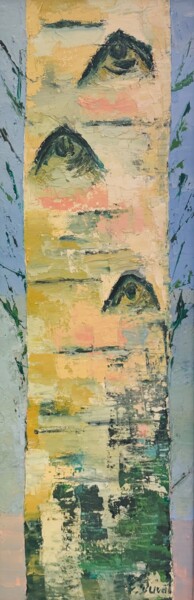 Painting titled "Tronc d’arbre boule…" by Florence Duval, Original Artwork, Acrylic