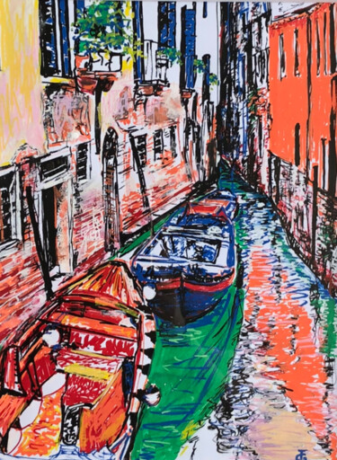 Dibujo titulada "Venise 2" por Florence Gillot, Obra de arte original, Acrílico