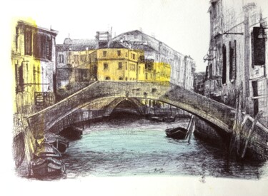Painting titled "Venise 3" by Florence Gillot, Original Artwork, Ballpoint pen