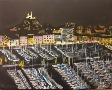 Painting titled "Le vieux port.Une n…" by Florence Giraud, Original Artwork