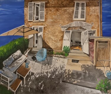 Painting titled "Maison en Meulière…" by Florence Giraud, Original Artwork, Acrylic