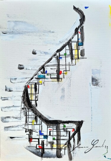 Painting titled "Escalier" by Florence Giraud, Original Artwork, Acrylic