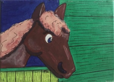 Painting titled "cheval : peinture à…" by Flo, Original Artwork, Acrylic