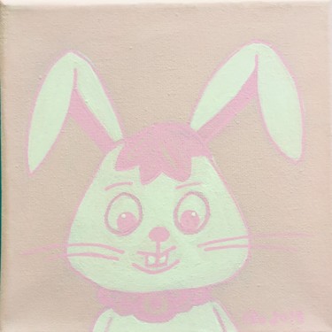 Peinture intitulée "Petit lapin blanc" par Flo, Œuvre d'art originale, Acrylique