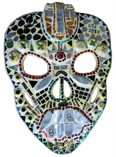 Art brut : Tête de mort en papier mâché Collages intitulée "Art brut : Tête de…" par Florence H Art Brut, Art Naïf, Pop Art, Œuvre d'art originale, Sculpture
