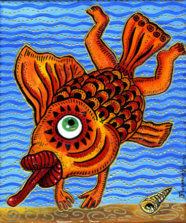 Peinture intitulée "Petit poisson devie…" par Florence H, Œuvre d'art originale, Acrylique