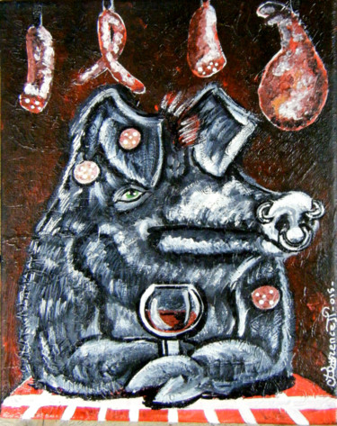 Bestiaire : Sanglier, porc : Patanegra 1er Peinture intitulée "Bestiaire : Sanglie…" par Florence H (Florence Hulot Escobar), Œuvre d'art originale, Acrylique