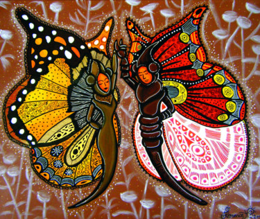 Malerei mit dem Titel "La danse des Papill…" von Florence H, Original-Kunstwerk, Acryl
