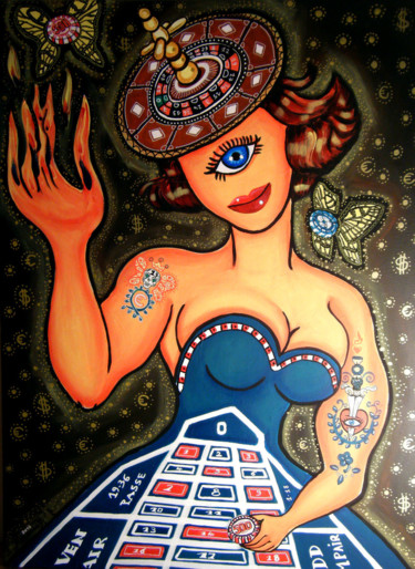 Malerei mit dem Titel "Miss Cyclope Déesse…" von Florence H, Original-Kunstwerk, Acryl