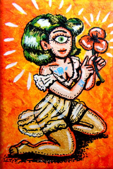 Pintura intitulada "Mini Miss Cyclope a…" por Florence H, Obras de arte originais, Acrílico