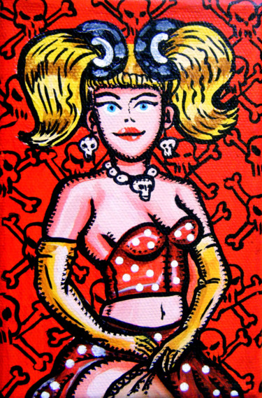 Malerei mit dem Titel "Mini Miss R'N'Rqui…" von Florence H, Original-Kunstwerk, Acryl