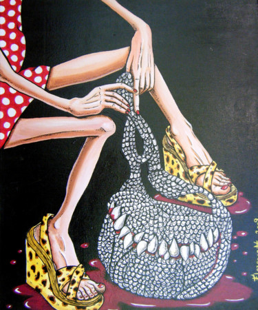 Malerei mit dem Titel "Victime de la Mode" von Florence H, Original-Kunstwerk, Acryl