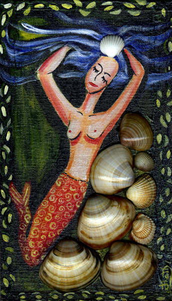 Collagen mit dem Titel "Sirène endormie sur…" von Florence H, Original-Kunstwerk, Acryl