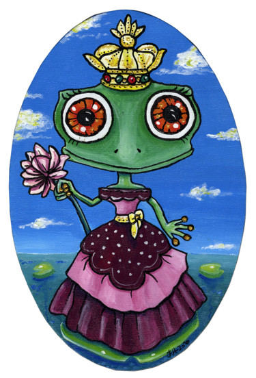 Peinture intitulée "Art naïf : La Reine…" par Florence H (Florence Hulot Escobar), Œuvre d'art originale, Acrylique