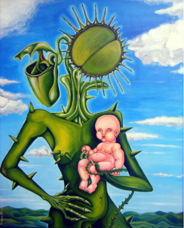 Peinture intitulée "Monstre vert" par Florence H, Œuvre d'art originale, Acrylique