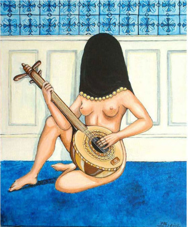 Painting titled "La musicienne" by Florence H, Original Artwork, Acrylic