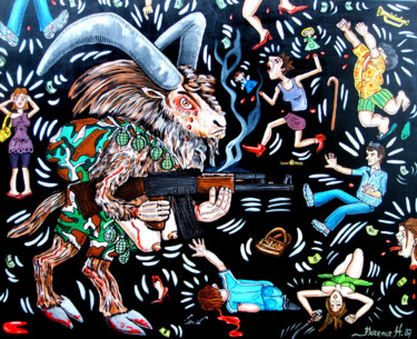 Malarstwo zatytułowany „Bestiaire : La reva…” autorstwa Florence H, Oryginalna praca, Akryl
