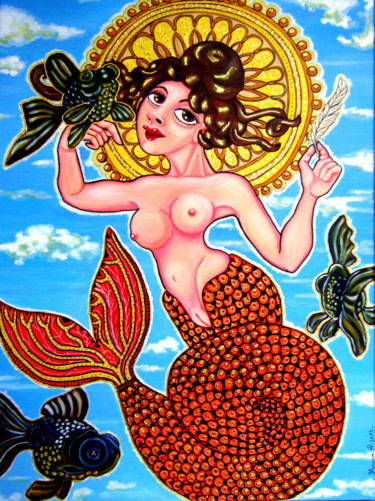 Pintura titulada "Sirène Céleste" por Florence H, Obra de arte original, Acrílico