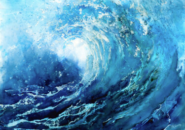 Peinture intitulée "Dans la vague" par Florence Hernandez, Œuvre d'art originale, Aquarelle