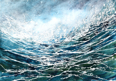 Pintura intitulada "Mer du Nord" por Florence Hernandez, Obras de arte originais, Aquarela