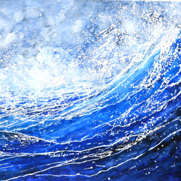 Картина под названием "Tempête en mer Egée" - Florence Hernandez, Подлинное произведение искусства, Акварель