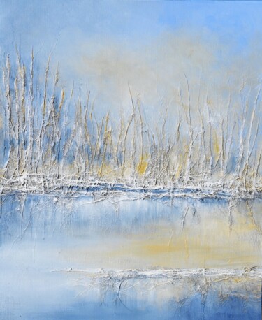 Painting titled "étang givré - frost…" by Florence Hernandez, Original Artwork, Acrylic Mounted on Wood Stretcher frame