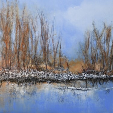 Painting titled "Jour d'hiver sur l'…" by Florence Hernandez, Original Artwork, Acrylic Mounted on Wood Stretcher frame