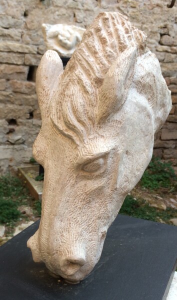 Sculpture titled "cheval" by Florence Jarrige, Original Artwork, Stone