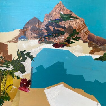 Pintura titulada "Vue de la plage" por Florence Maraine Bertrand, Obra de arte original, Collages Montado en Bastidor de cam…