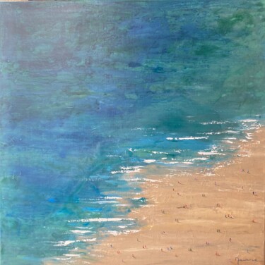Ζωγραφική με τίτλο "Sur la plage" από Florence Maraine Bertrand, Αυθεντικά έργα τέχνης, Ακρυλικό Τοποθετήθηκε στο Ξύλινο φορ…