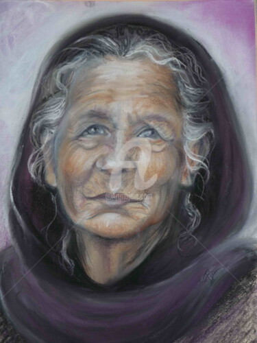 Painting titled "Mama" by Florence Martini (FLO), Original Artwork, Pastel
