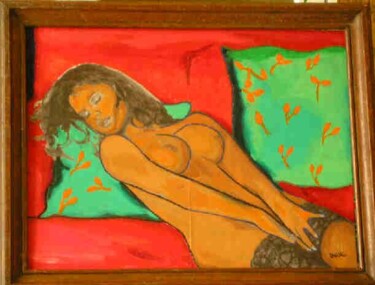 Peinture intitulée "nu couché" par Florence Masson, Œuvre d'art originale