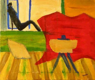 Peinture intitulée "paravent rouge 2" par Florence Masson, Œuvre d'art originale