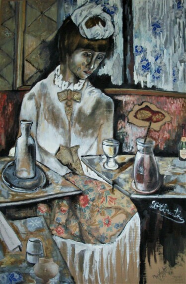 Pintura titulada "L'absinthe" por Florence Moulinet, Obra de arte original, Oleo
