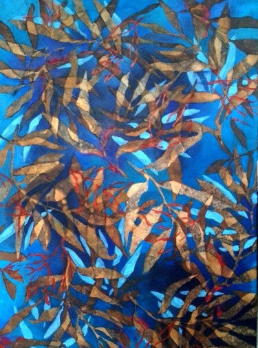 Painting titled "Millefeuilles 26" by Florence Oulhiou, Original Artwork, Acrylic Mounted on Wood Stretcher frame