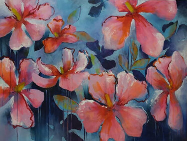 Pintura intitulada "Flower power (Hibis…" por Florence Oulhiou, Obras de arte originais, Acrílico