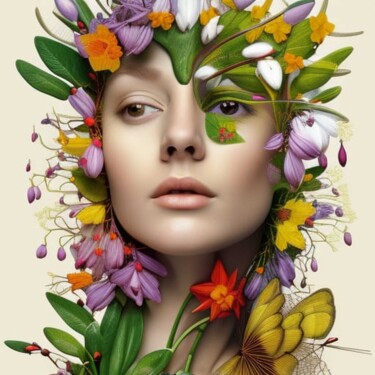 Arts numériques intitulée "The face of Spring…" par Florence Oulhiou, Œuvre d'art originale, Image générée par l'IA