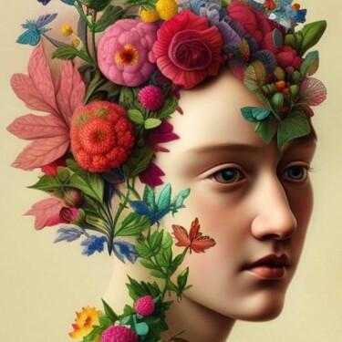 Arts numériques intitulée "The face of Spring…" par Florence Oulhiou, Œuvre d'art originale, Image générée par l'IA