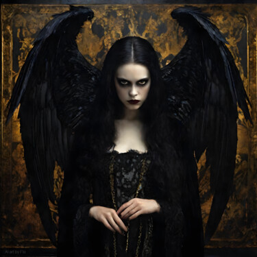 Digital Arts titled "Black angel" by Florence Oulhiou, Original Artwork, AI generated image
