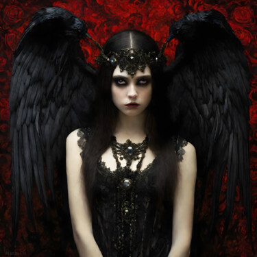 Digital Arts titled "Black angel 02" by Florence Oulhiou, Original Artwork, AI generated image