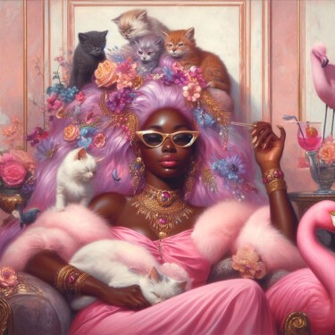 Arte digital titulada "Cat woman" por Florence Oulhiou, Obra de arte original, Imagen generada por IA