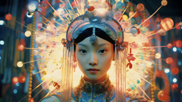 Arts numériques intitulée "Celestial Empress" par Florence Oulhiou, Œuvre d'art originale, Image générée par l'IA