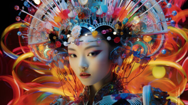 Digital Arts titled "Galactic Geisha" by Florence Oulhiou, Original Artwork, AI generated image