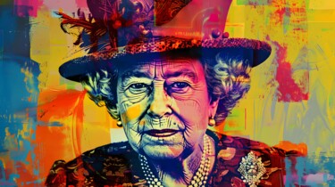 Arte digital titulada "Queen Elisabeth II" por Florence Oulhiou, Obra de arte original, Imagen generada por IA