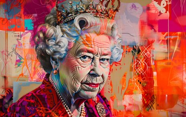 Artes digitais intitulada "Queen Elisabeth II…" por Florence Oulhiou, Obras de arte originais, Imagem gerada por IA