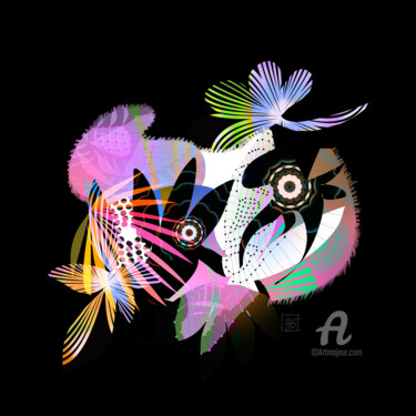 Arts numériques intitulée "deux poulettes rigo…" par Florence Provost, Œuvre d'art originale, Peinture numérique
