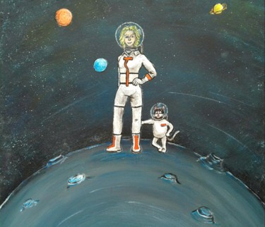 Peinture intitulée "On the moon.jpg" par Flo R, Œuvre d'art originale