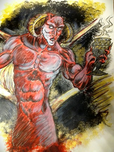 Peinture intitulée "The Devil" par Flo R, Œuvre d'art originale