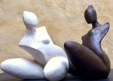 Sculpture titled ""The Ladies" black…" by Florence Sartori, Original Artwork, Terra cotta